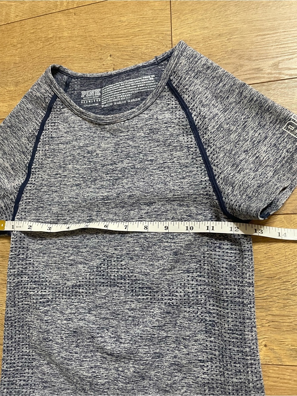 Pink Victoria's Secret blue marl Seamless workout Short Sleeve Tee size Small - Picture 10 of 12